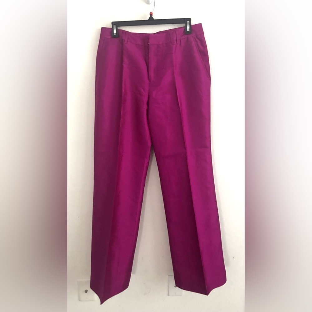 Perry Ellis Womens Dress Pants Sz 8 Silk Wide Leg Pink Vibrant Quiet Luxury